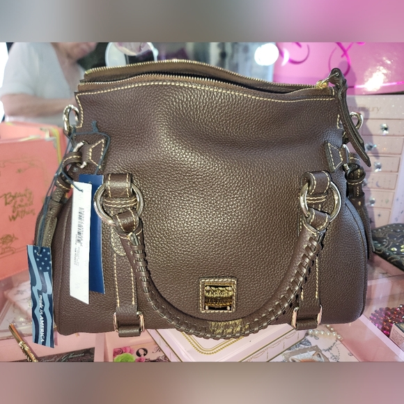 Dooney & Bourke Tasseled Satchel Tmoro Brown ALL WEATHER RUGGED LEATHER SOLD OUT - Picture 4 of 12